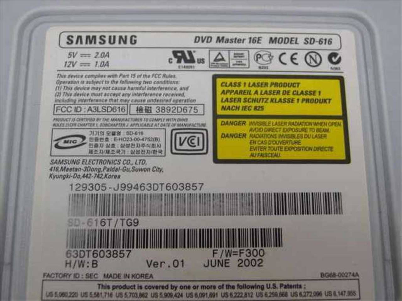 Samsung SD-616 16x DVD-ROM Silver - eMachines CD Drive