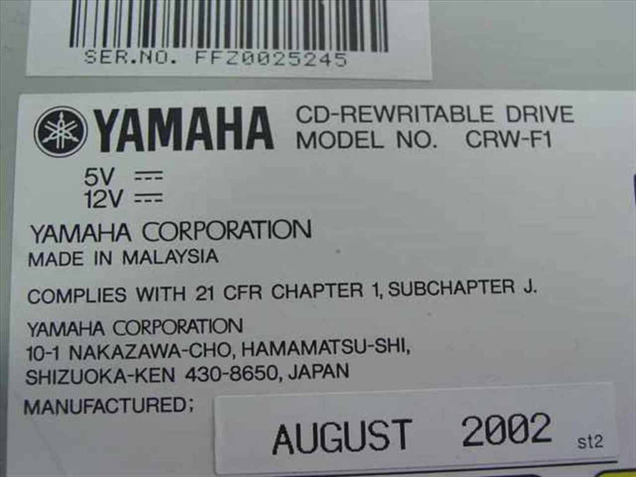 Yamaha CRW-F1 CD-RW IDE Internal 44x24x44