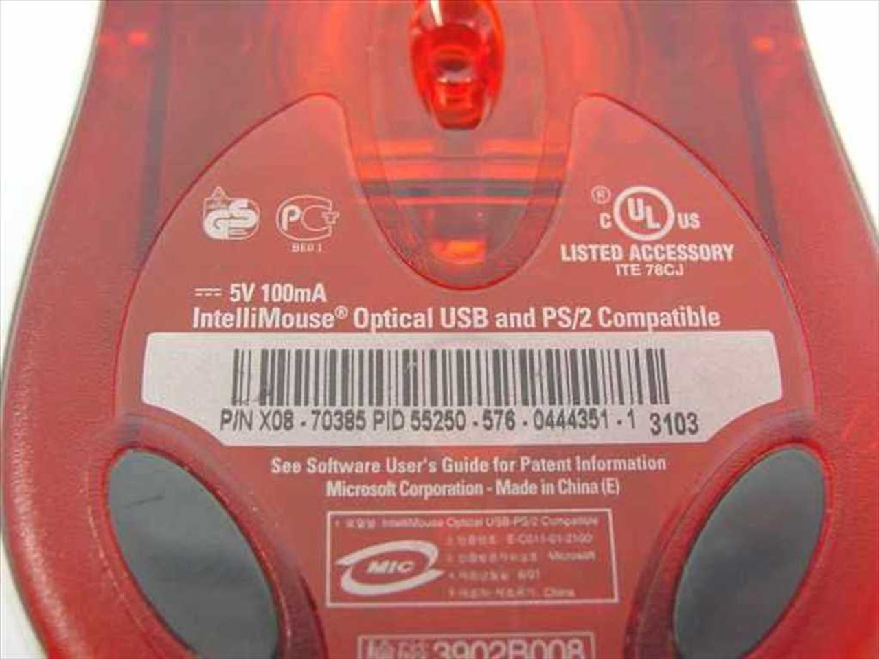 Microsoft X08-70385 IntelliMouse Optical USB and PS/2 Compatible