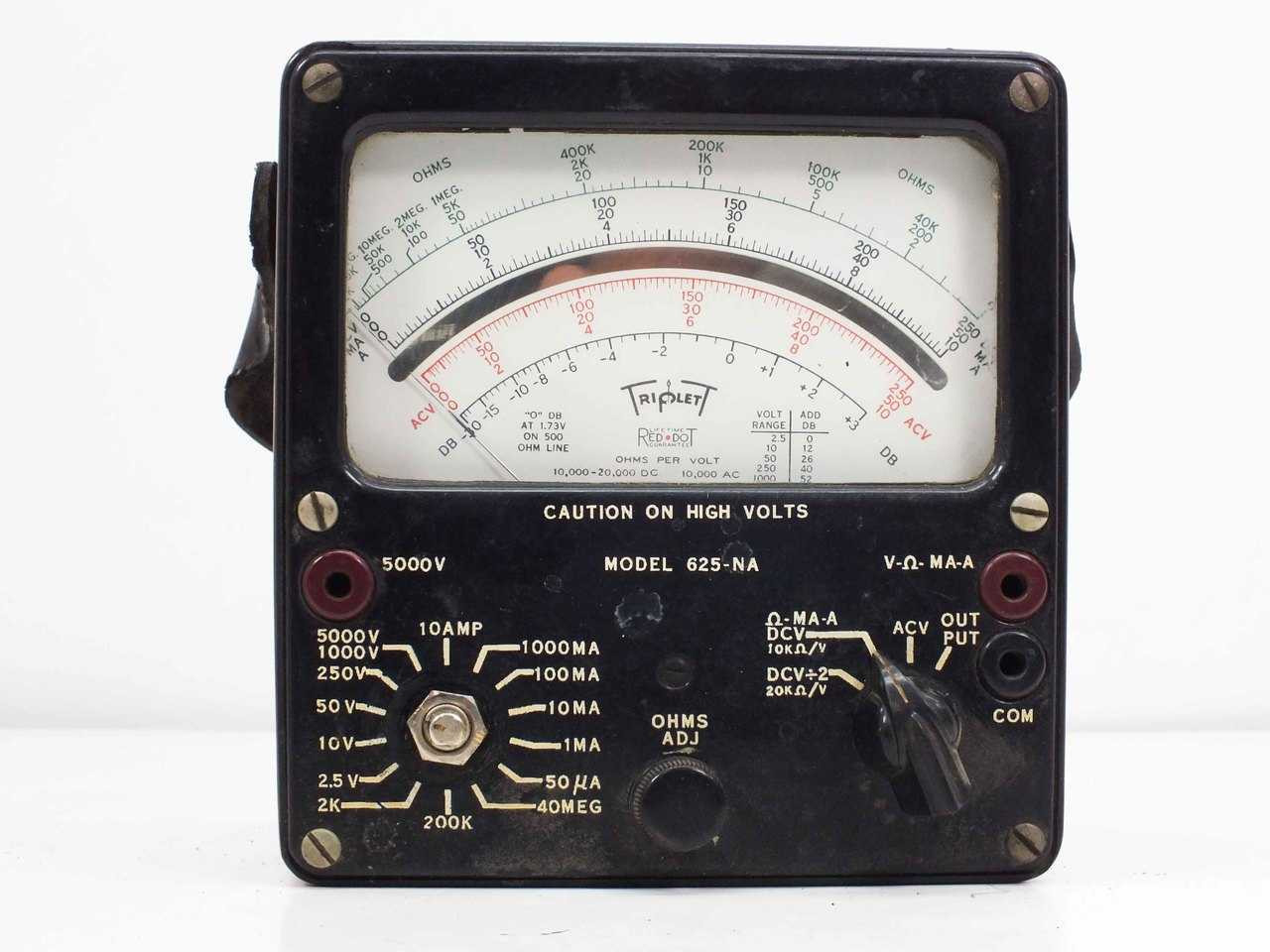 Triplett 625-NA Analog VOM Volt Ohm Multimenter VINTAGE - No