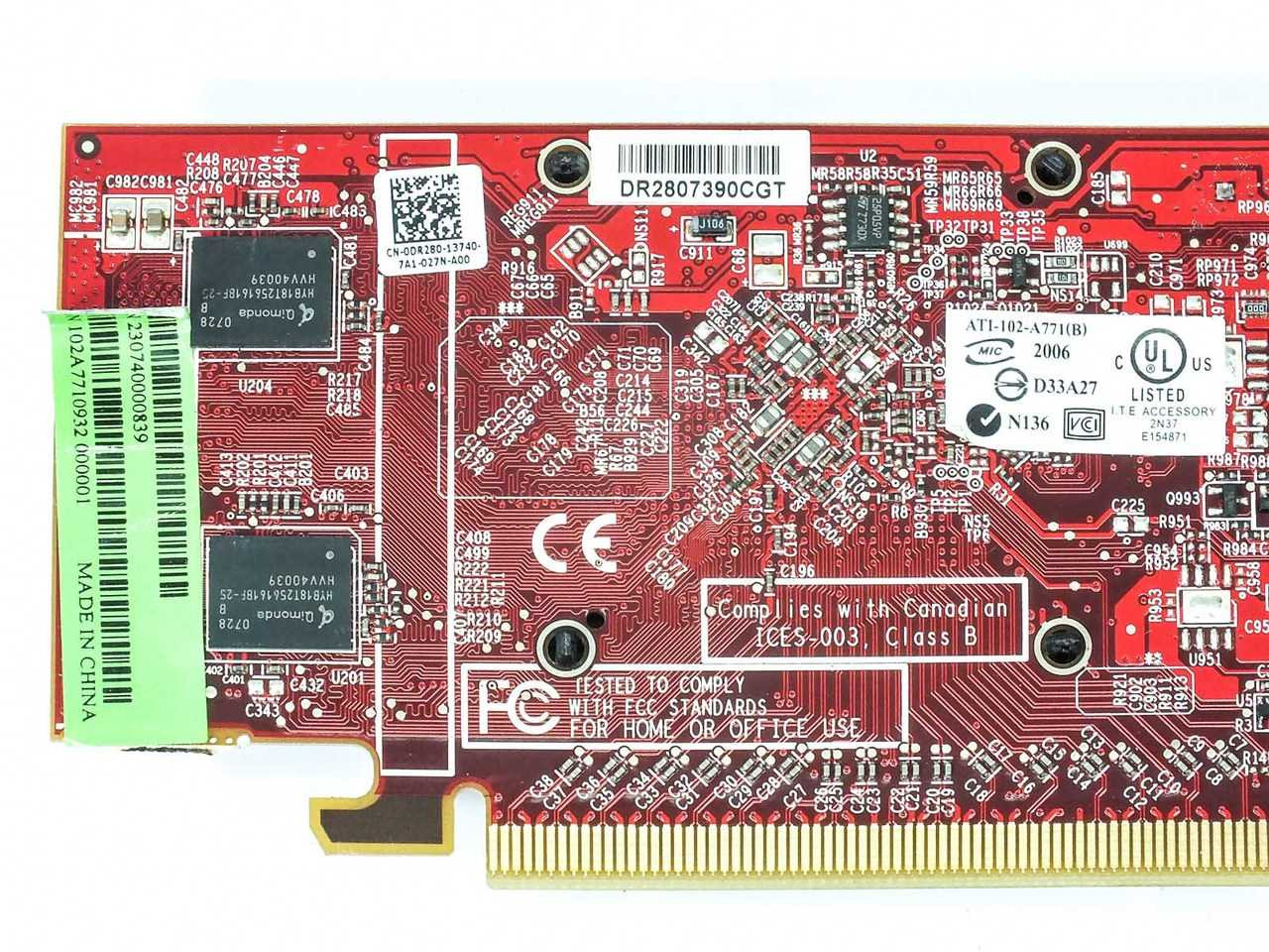 Dell DR280 ATI Radeon 256MB DVI S-Video PCIe Video Card Low