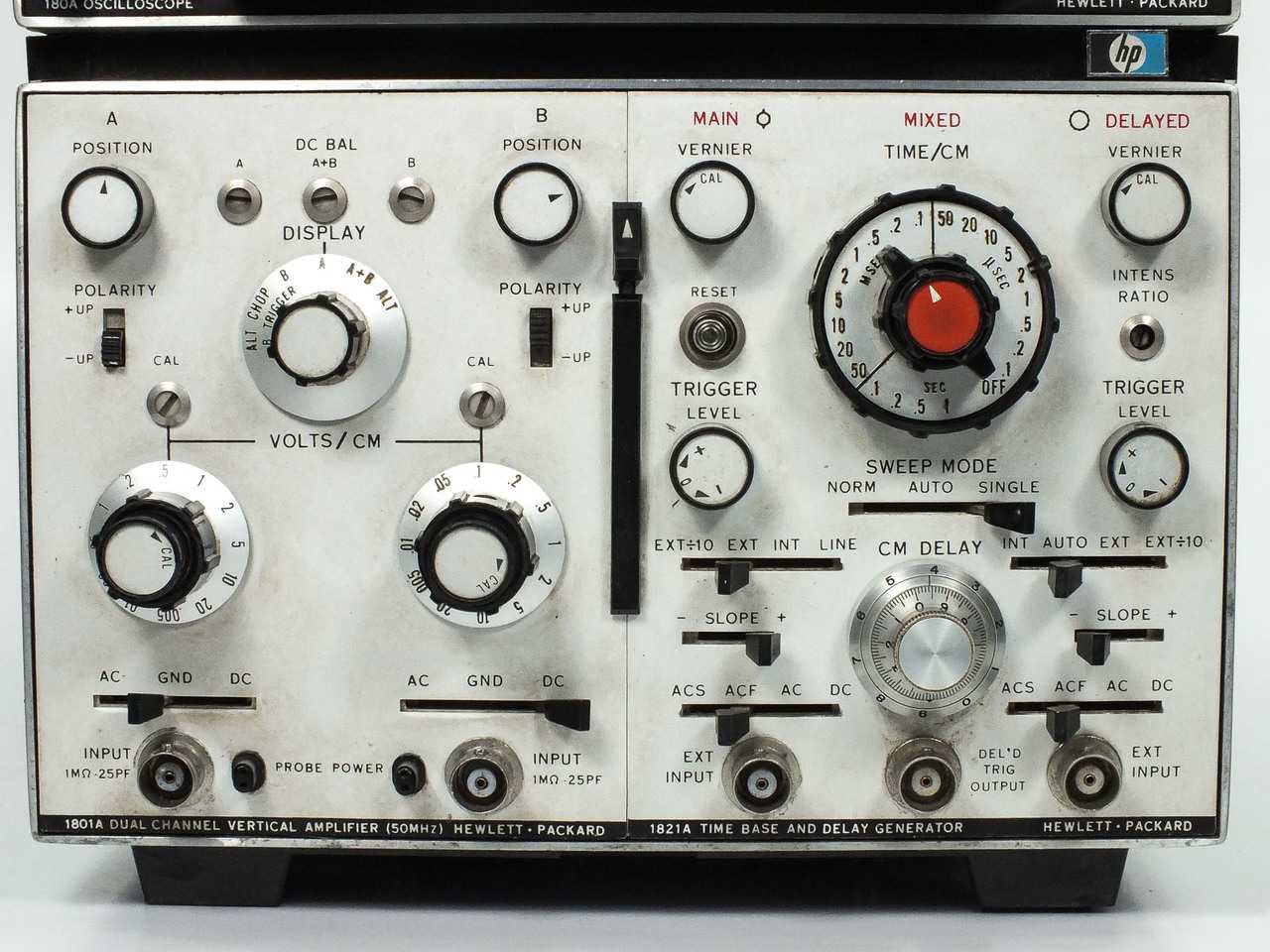 HP 180A Oscilloscope with 1801A Amp and 1821A Generator - NO Scale