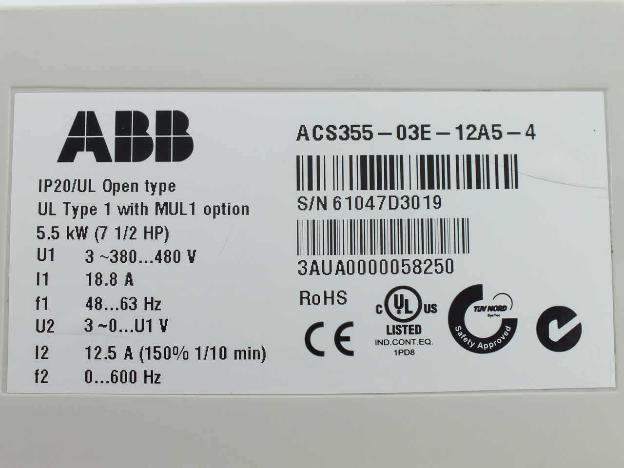 ABB ACS355 Machinery Drive with Basic Control Panel Option in IP20