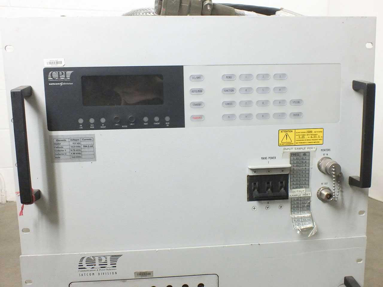 その他 TSE SATCOM CCT CPI VZC-6965B5 Extended C-Band Satcom 2.25KW TWTA High Power