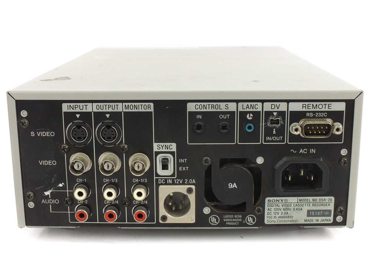 Sony DSR-20 DVCAM DV MiniDV VTR Player / Recorder for Studio