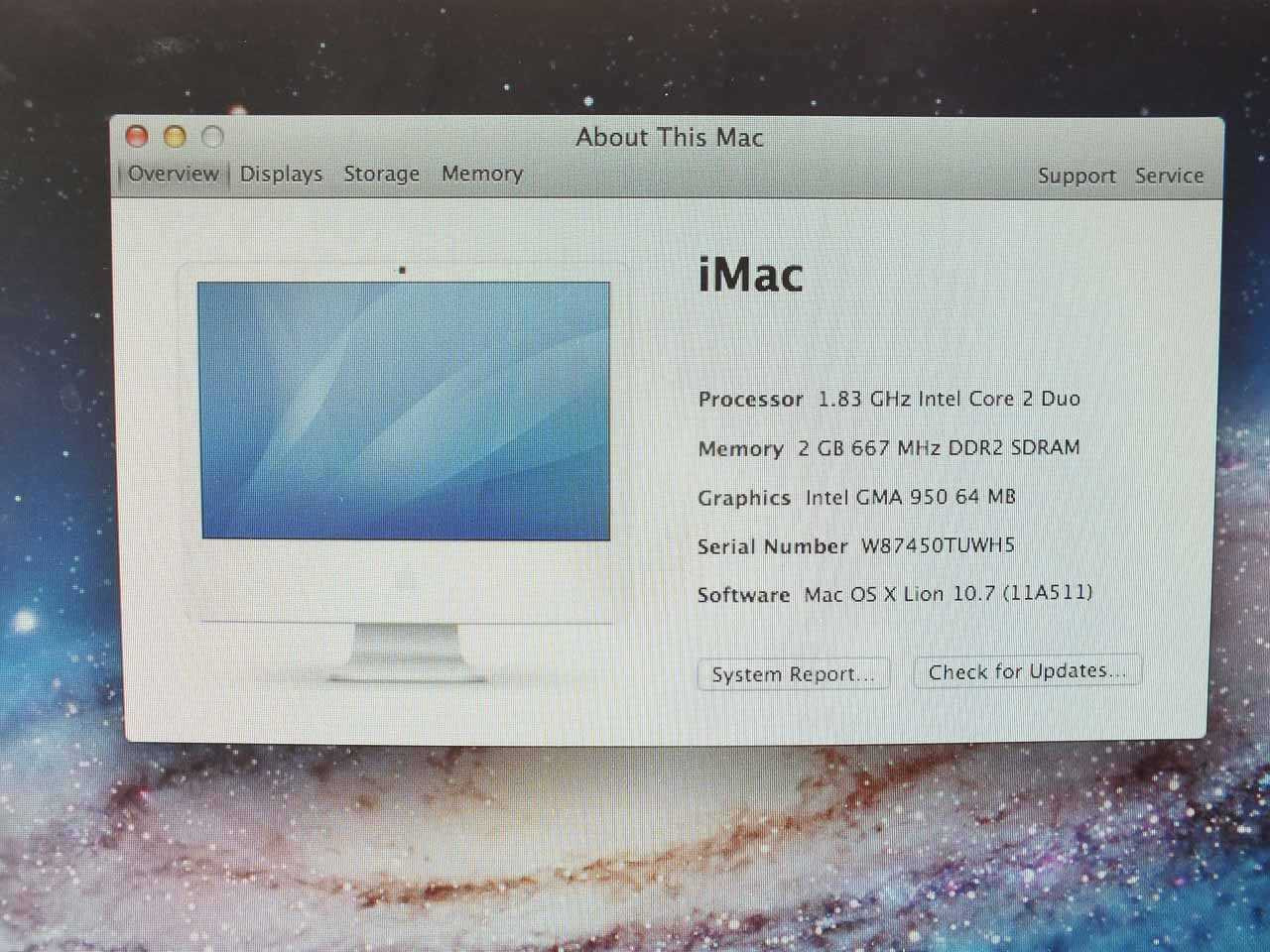 Apple iMac 17-inch Core 2 Duo 1.83GHz 2GB 160GB A1195