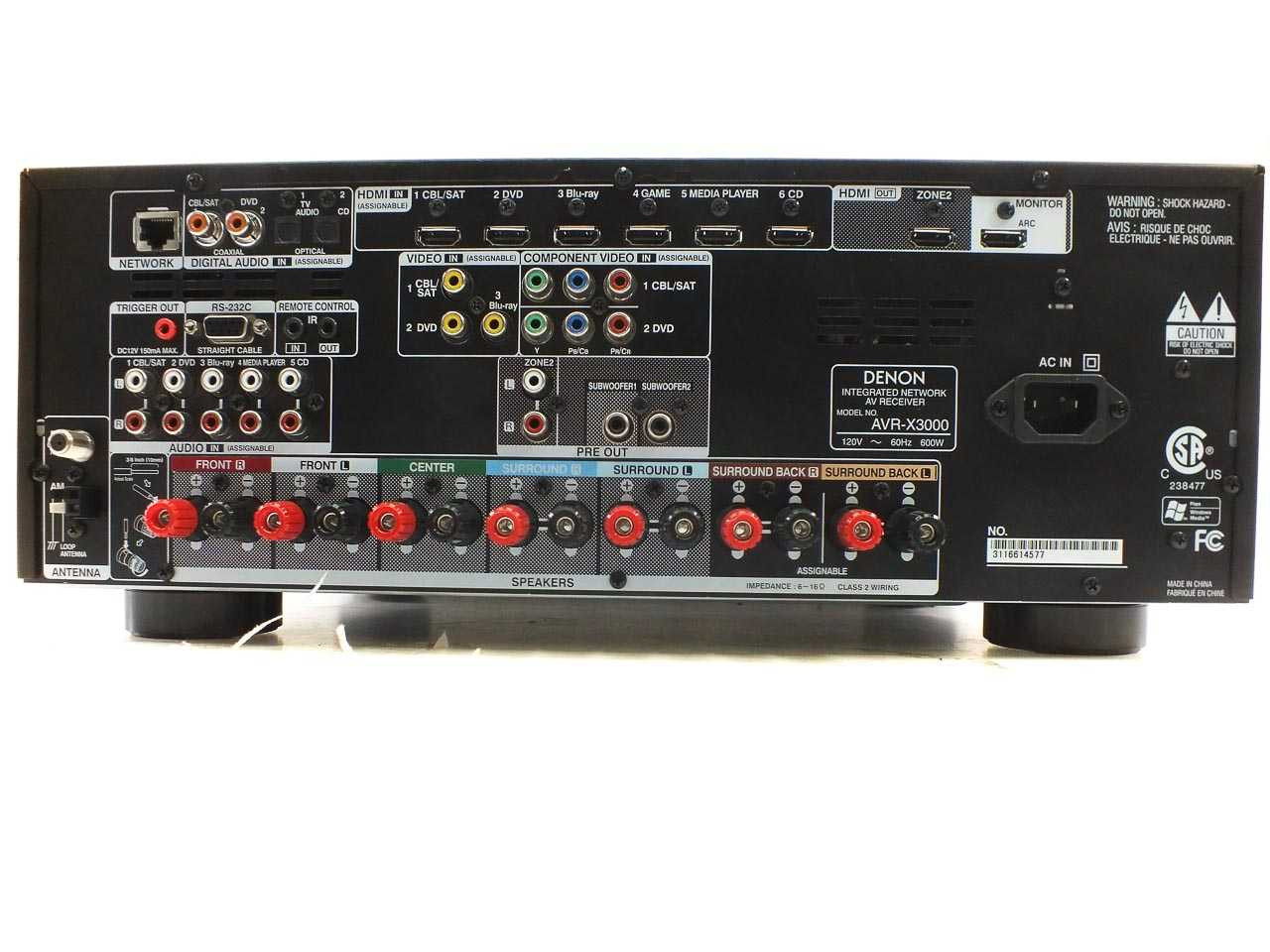 Denon AVR-X3000 AV Receiver 7 Channel 180W with DTS-Neo:X, AirPlay