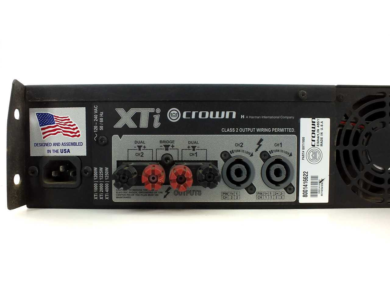 Crown XTi 1000 Power Amplifier w/DSP 275W per Channel 8 Ohms - No