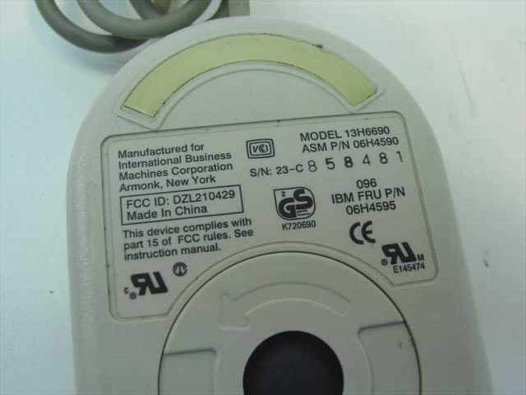 IBM 13H6690 Two-Button PS/2 Ball Mouse - Vintage - 06H4595 06H4590 - Tested