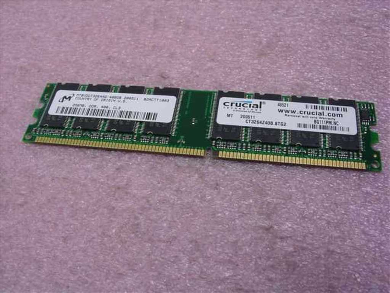 Crucial CT3264Z40B.8TG2 256MB 400MHz DDR SDRAM PC3200 DIMM CL3.0