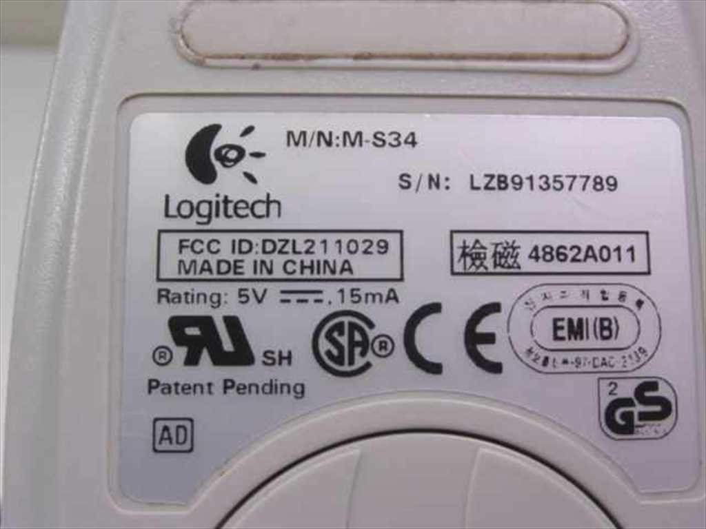 Logitech M-S34 2 Button PS-2 Mouse