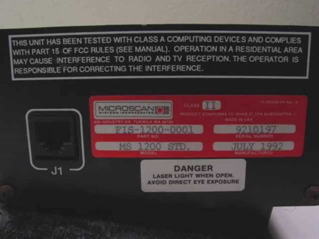 Microscan FIS-1200 0001 MS 1200 Laser Scanner Component