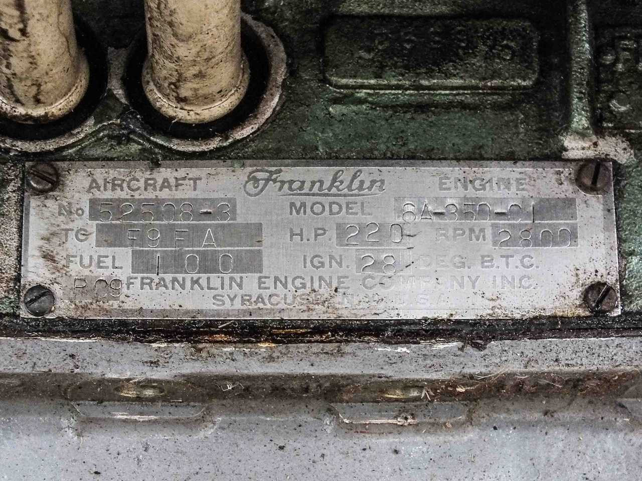 Franklin Engine Co PZL 6A350 220 HP 6 Cylinder Light Aircraft Saia