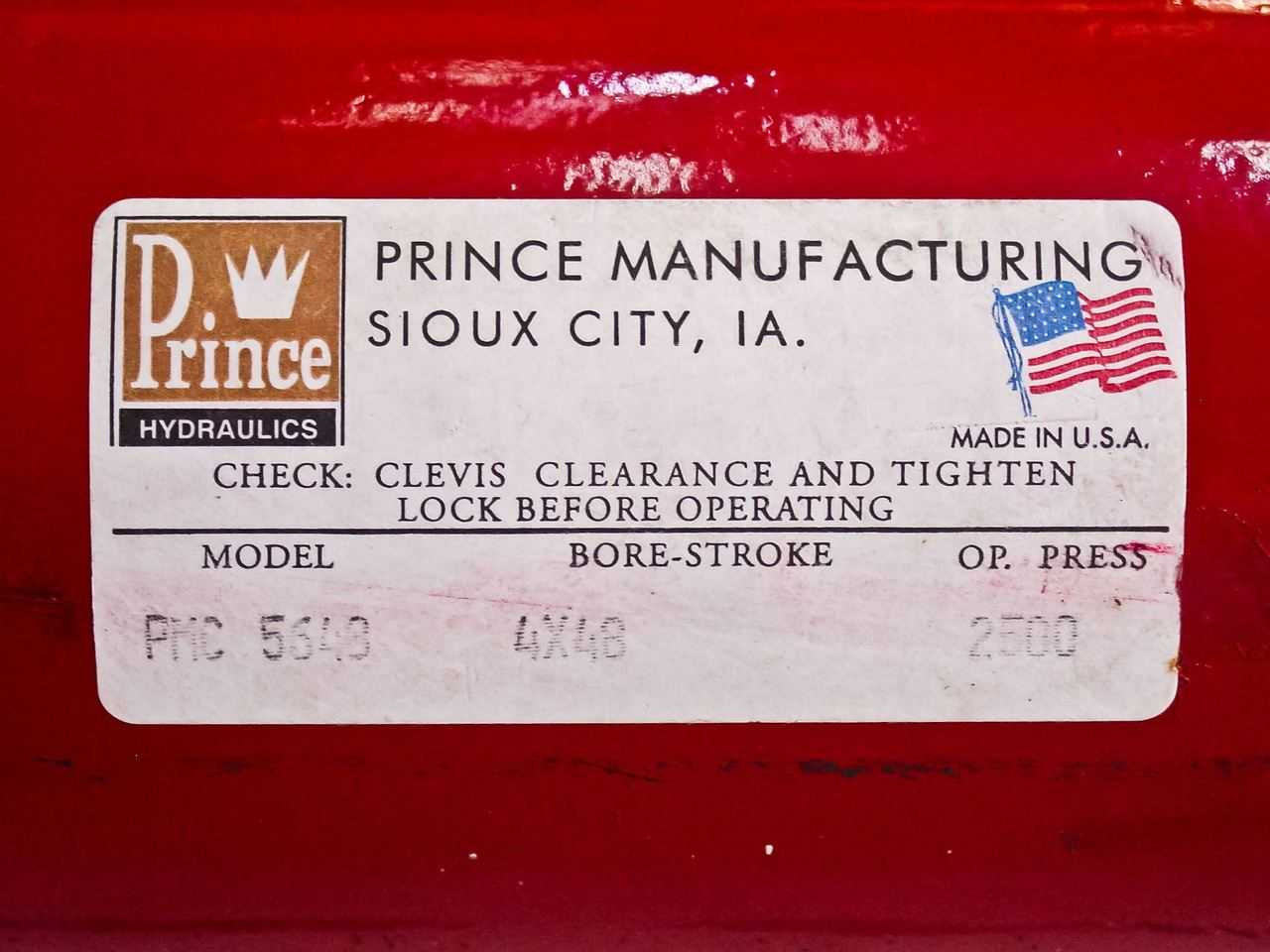 Prince PMC 5648 Hydraulic Cylinder 4 inch Bore 48 Inch Stroke