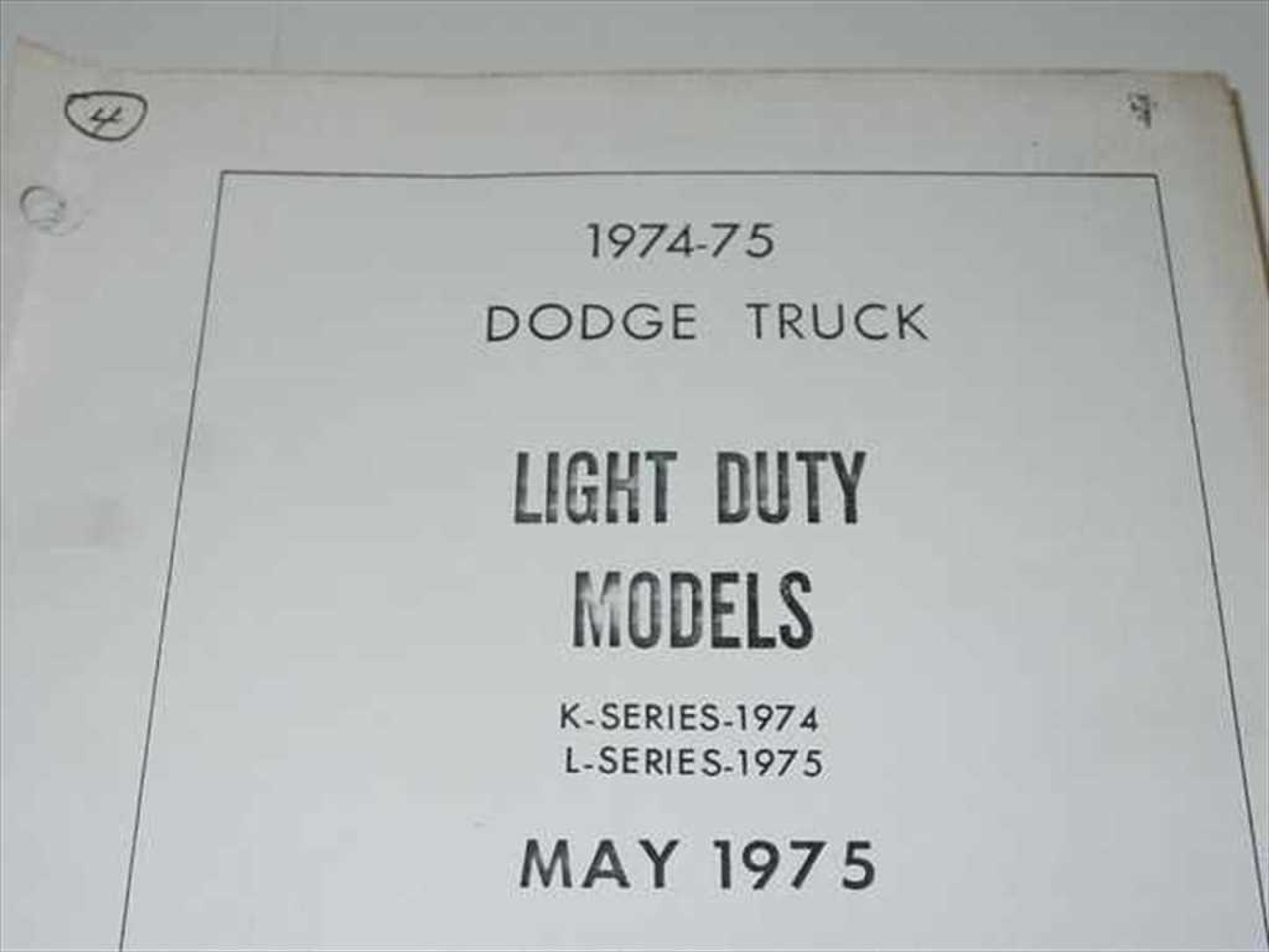 Dodge 1974 1975 Dodge Truck Parts Catalog