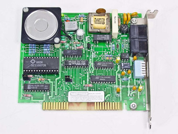 Omnitel T1200-PC4 8-bit ISA internal modem card — top component side view showing main ICs, oscillator, and ISA edge connector
