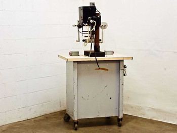 Somark International 8270 hot stamp printing machine rear-left view showing full machine on wheeled cabinet