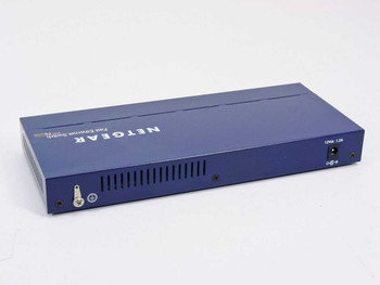 Netgear FS108 Fast Ethernet Switch – rear view showing ventilation slots and DC power jack labeled 12Vdc 1.2A