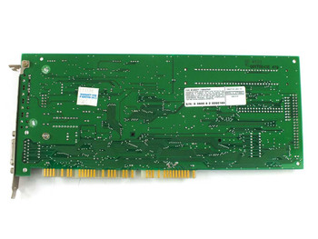 CT3600 card in slot comparison — shows half-length ISA form factor and connector depth