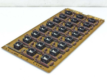 Evans Analytical Group Q0ACB503 Rev A Stress Test PCB – top-down view showing 32GBX8 NAND flash ZIF sockets and gold edge connector