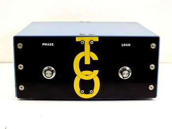 MCS MTN500 Mercator Control Systems RF controller front panel showing Phase and Load rotary controls on black panel with yellow TCO logo