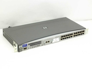HP ProCurve Switch 2524 J4813A – front panel angled view showing 24 RJ-45 ports and status LEDs