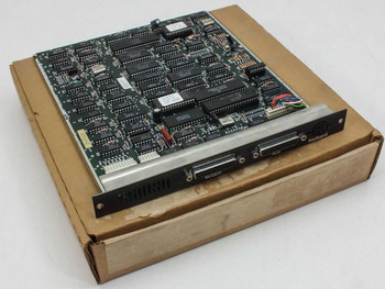 Wyse 990133-01 PC/BA motherboard card resting on original cardboard box, top and front panel view showing connector bracket