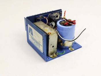 Standard Power SPS 40-5 open-frame linear power supply — angled front-left view showing blue chassis, transformer, and large filter capacitor