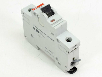 ABB S281UC-Z3 1-pole DIN rail circuit breaker – left-side angle view showing UL and VDE markings on housing