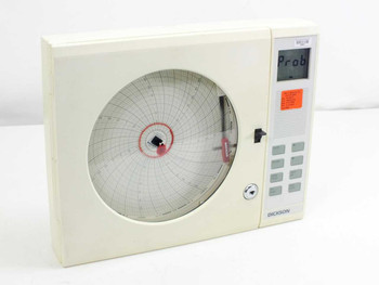 Dickson KTX circular chart recorder front view showing 8-inch circular chart and LCD display reading Prob