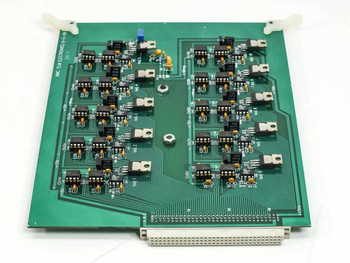 Keithley AMC ELM Electronics ACM analog card — front (component side) showing populated PCB with DIP ICs, transistors, and DIP switches