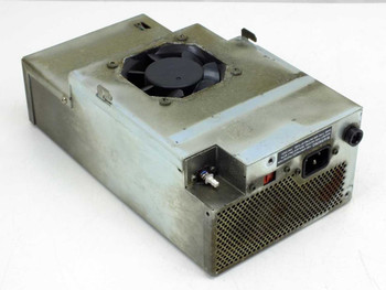 Astec BM200-4401 power supply — rear-right view showing IEC C14 AC inlet, red power switch, and ventilation grille