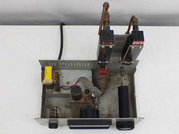 CEC 26-303 Moisture Monitor bottom interior view showing gas valve assembly, solenoid valves, copper tubing, transformer, and wiring