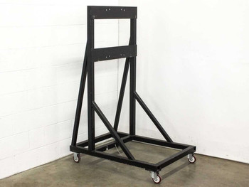 Black steel A-frame rolling cart chassis 42x30x63 – full front-left view showing A-frame structure and casters
