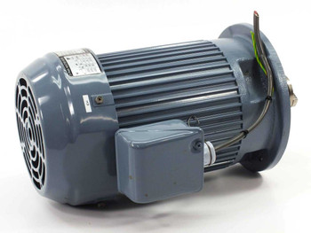 Yaskawa FELQ-5 3-Phase Induction Motor – right-side view showing cooling fan shroud, junction box, and lead wires