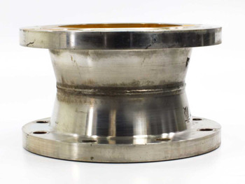 Enlin 6LB26 stainless steel pipe flange side view showing double-flange profile with machined body and surface wear marks on exterior