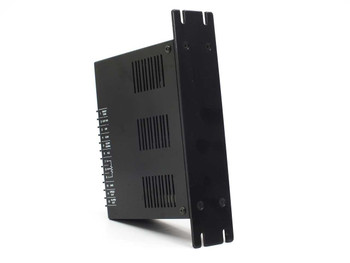 Vexta FBLD40A Brushless DC Motor Driver – right side view showing vented black metal enclosure and panel-mount flanges