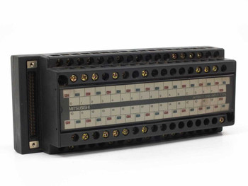 Mitsubishi A6TBX70 Terminal Board – front panel view showing labeled terminal rows and screw terminals