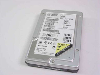 Western Digital AC14300 WD Caviar 4.3GB Enhanced IDE hard drive — top label and jumper settings view