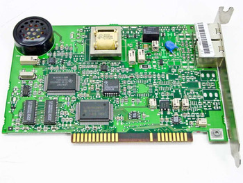 US Robotics Sportster 33.6K ISA modem card — top component side showing main ICs, transformer, and ISA edge connector