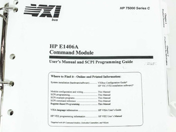 HP E1406A Command Module User's Manual and SCPI Programming Guide title page showing HP 75000 Series C designation