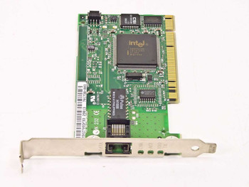 Intel PILA8461 Pro/100+ Management PCI NIC – front component side showing Intel 82559 controller chip and Pulse transformer