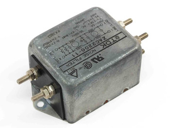 TDK ZAC2206-11 Noise Filter – side view showing full label with specs including TV 2.5KV AC, inductance, resistance, and capacitance values