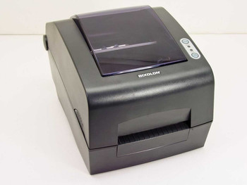 Bixolon SLP-T400G thermal transfer label printer – front three-quarter view showing media cover and control panel