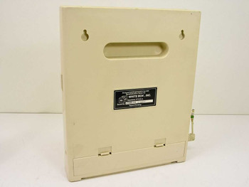 White Box CT485-RS chart recorder rear panel with manufacturer label showing White Box Inc., Stamford CT, serial number CT485-RS-016831