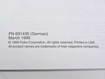 Fluke 87 89 Series IV German manual – back page showing PN 691436 (German) publication date March 1999 and copyright notice