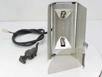 Ryudensha PL-10 quartz light — front open view showing two-way barn door with scrim and installed quartz lamp