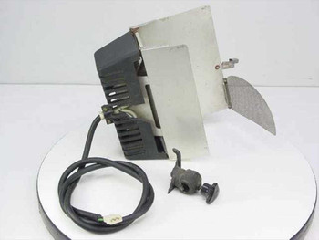 Ryudensha PL-10 quartz light head — rear and side view showing heat vents, power cable, and detached stand mount bracket
