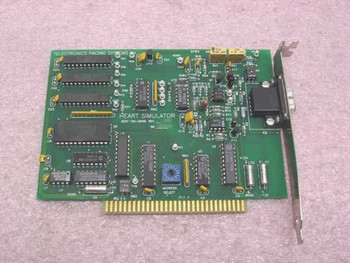 Telectronics Pacing Systems 190-6599 ISA Heart Simulator Card — top component-side view showing HEART SIMULATOR silkscreen, ADDRESS SELECT jumper block, and populated ICs