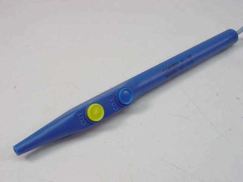 Cameron Miller 40-1516 reusable electrosurgical pencil handle — left side view showing Cut and Coag push buttons